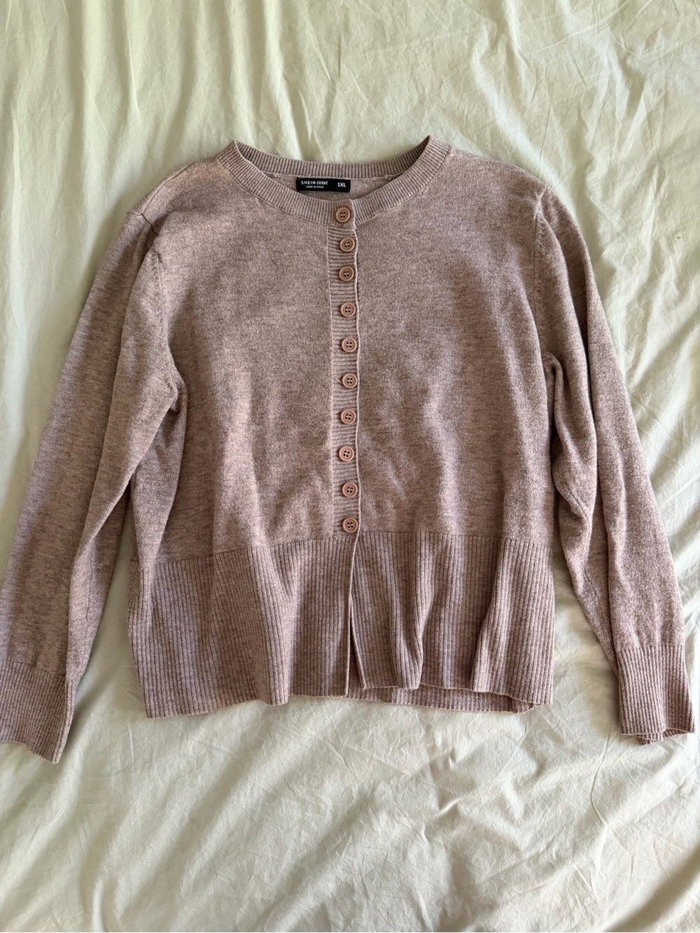 SHEIN tan Button-Front Sweater